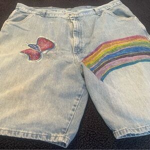 Freedom women’s Jean shorts with rainbow and butterfly. Wrangler brand